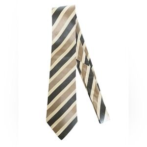 Donald J Trump Gold Bar Signature Collection Champagne and Gray Stripe Silk Tie